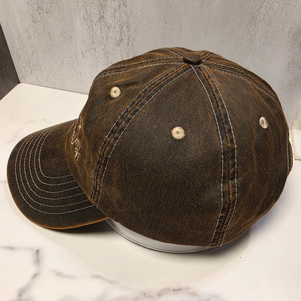 Ducks Unlimited Mens Brown Distressed Oil Cloth Style Hat K-Products Adjustable - Picture 3 of 8
